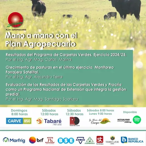 Resultados del Programa de Carpetas Verdes. Monitoreo Seguimiento Forrajero Satelital. Evaluación resultados.