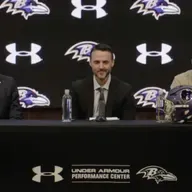 Jesse Minter, Eric DeCosta, Sashi Brown meet with media in Owings Mills