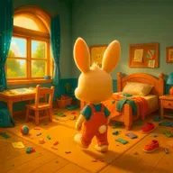 Petit Lapin range sa chambre