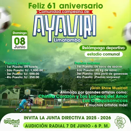 馃摶馃惔馃帀Audici贸n radial por el 61 aniversario de la comunidad Campesina de Ayaviri - Limatambo, por parte de la comunidad de Ayaviri