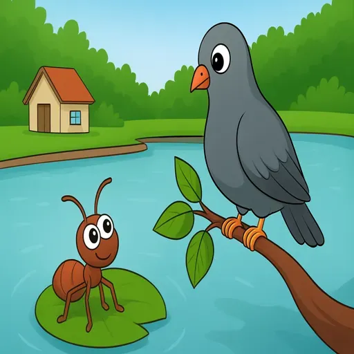 M5 कबुतर व मुंगीची गोष्ट | The Pigeon and the Ant – Marathi Story of Friendship for Kids