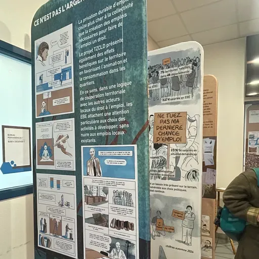 "L'Effet Papillon" exposition sur la BD de Mathieu SIAM qui traite de territoire zéro chômeur longue durée.