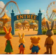 Petit Lapin au parc d'attractions