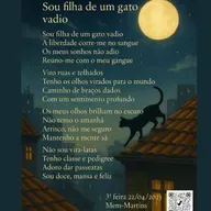 Poema inédito: “Sou filha de um gato vadio”