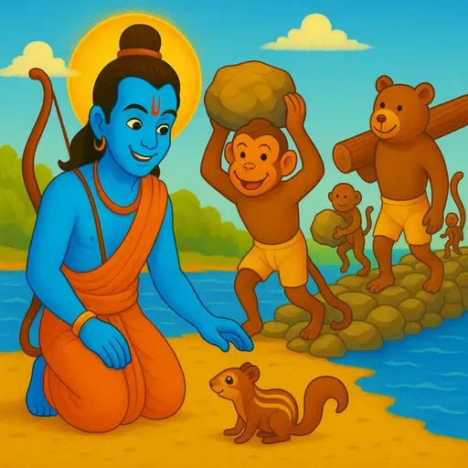 प्रभू श्रीराम आणि खारीचा वाटा-Lord Rama with Squirrel (Kids’ Marathi Story)