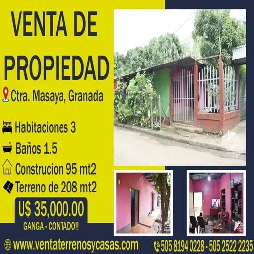 se vende propiedad casa en masaya