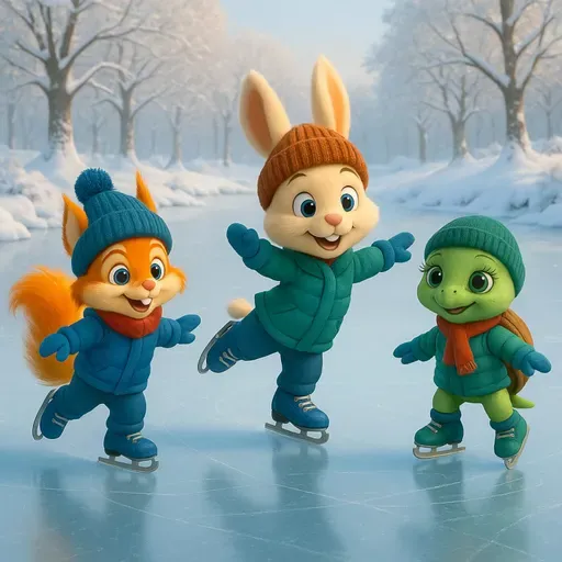 Petit Lapin fait du patin à glace